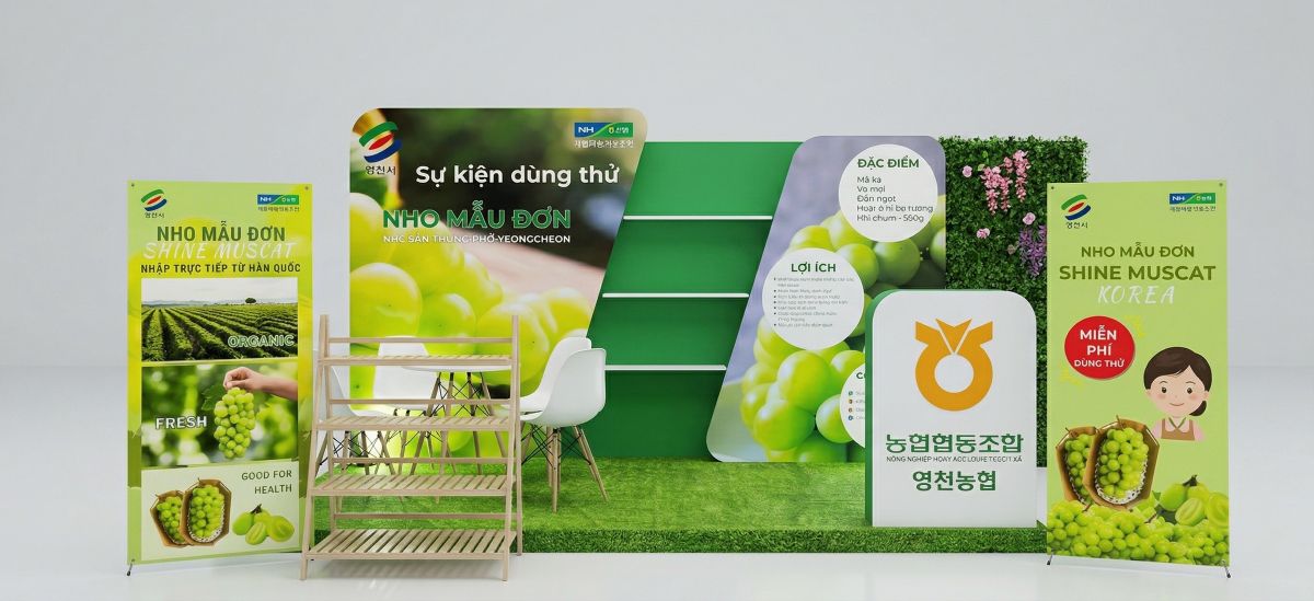 Booth sự kiện dùng thử nho mẫu đơn