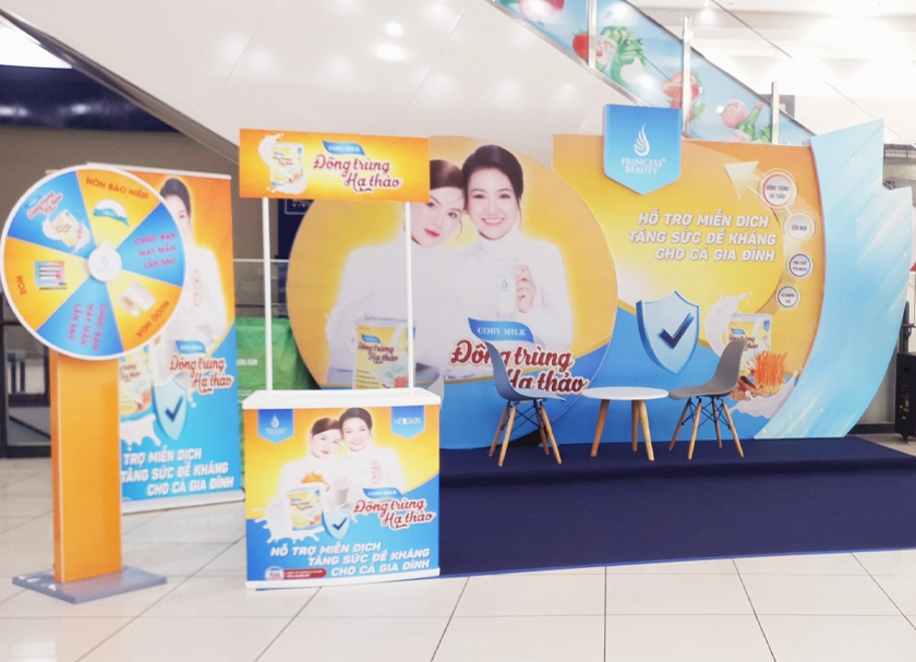 Thiết kế và thi công booth sự kiện ra mắt sữa Coby Milk của Princess Beauty
