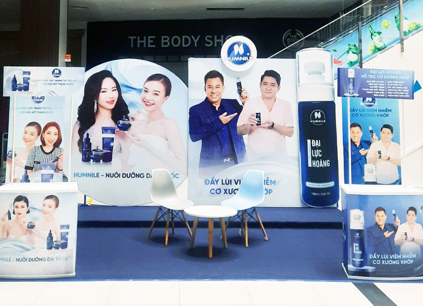 Thi công booth acitvation trong sự kiện ra mắt sản phẩm mới của Humnile Group
