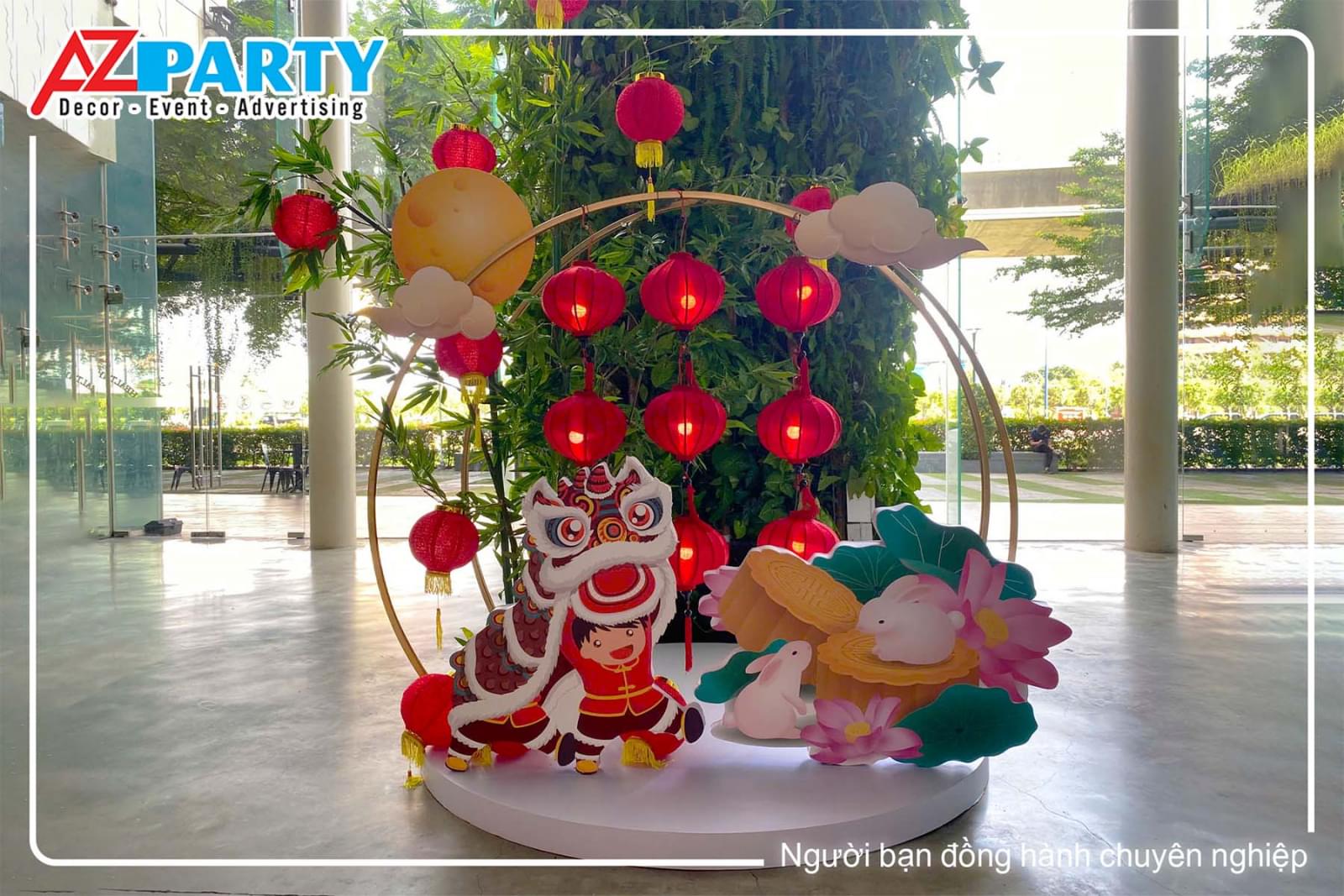 Tiểu cảnh trang trí Trung thu tại sảnh chung cư Oxygen Building do AZparty thiết kế thi công