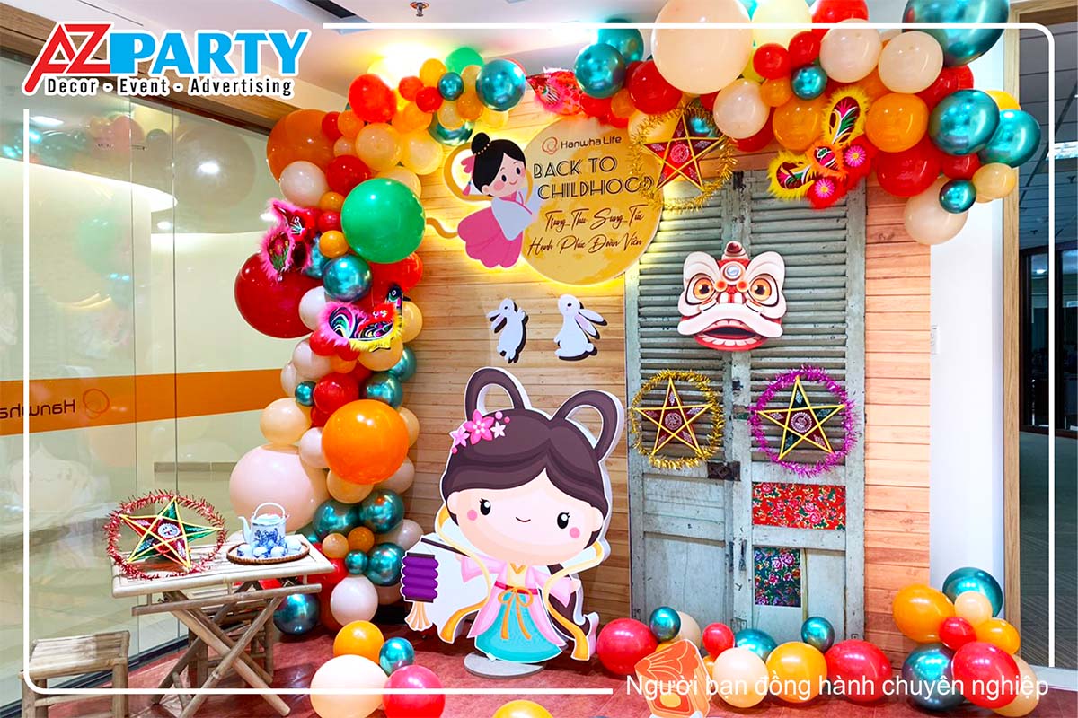Tiểu cảnh trung thu sinh động và ấm áp – AZparty trang trí sự kiện nội bộ Hanwha Life Vietnam