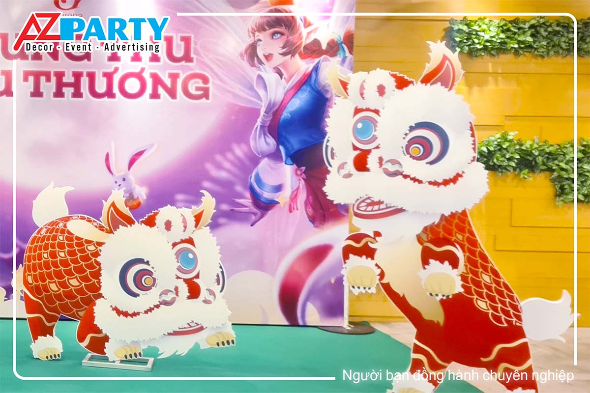 Những chú lân màu sắc trang trí tiểu cảnh Trung Thu Yêu Thương tại văn phòng Garena Vietnam