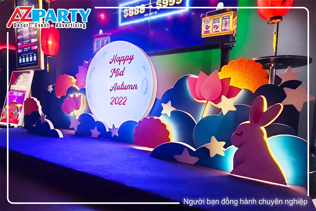 Sân khấu trang trí trung thu tông màu chủ đạo sang trọng tại sự kiện Galaxy Member Night