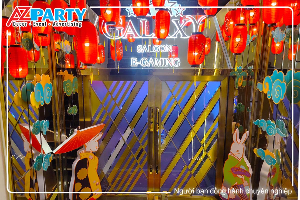 Cổng chào và khu vực cửa ra vào được AZparty trang trí trung thu theo phong cách Á Đông cho Galaxy Macau