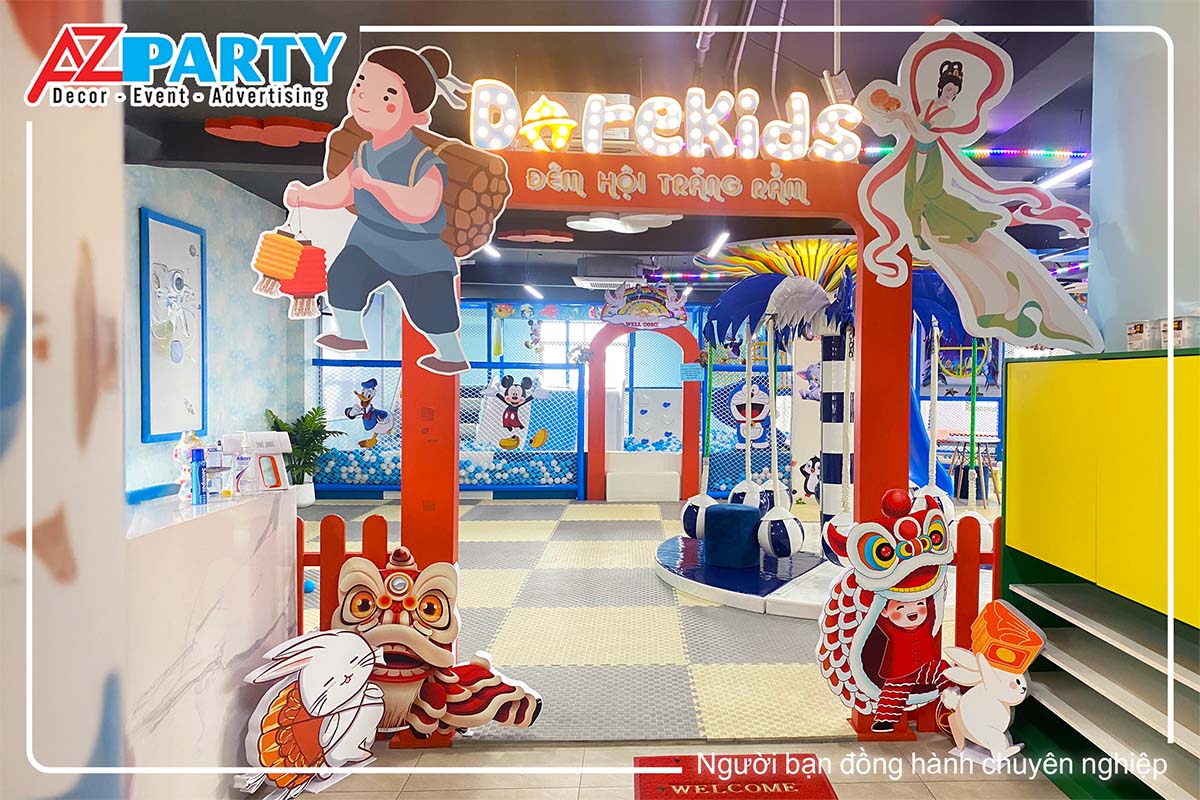 Cổng chào trang trí Trung Thu Đêm Hội Trăng Rằm 2023 nổi bật tại DoreKids do AZparty thi công