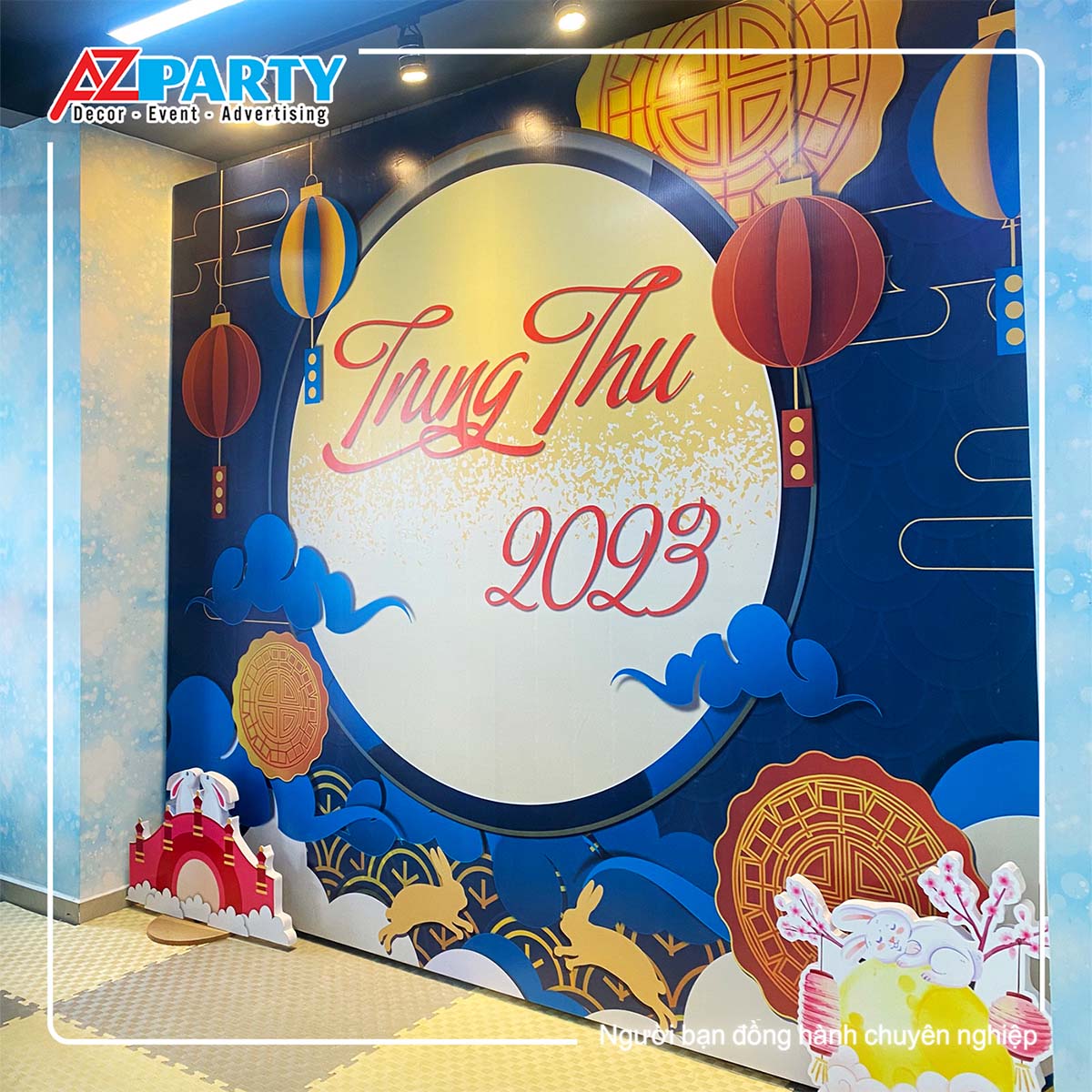 Backdrop ngập tràn màu sắc chủ đề trăng rằm và hoạt hình dành cho bé tại sự kiện DoreKids