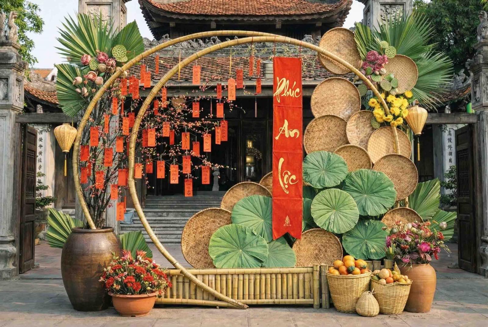 Gợi Ý Mẫu Tiểu Cảnh Tết Trang Trí Chùa Mộc Mạc, Gần Gũi Và Trang Nghiêm