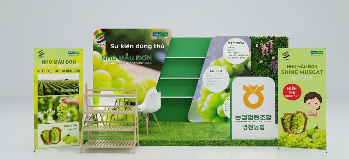 Mẫu booth dùng thử Nho Mẫu Đơn