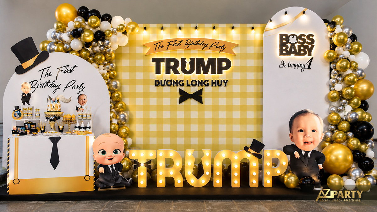 Toàn cảnh không gian trang trí tiệc thôi nôi ấn tượng của bé Trump