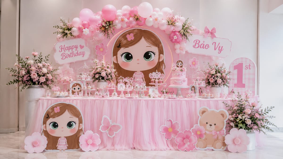 Mô hình lâu đài công chúa màu hồng pastel dùng làm điểm nhấn trang trí thôi nôi bé gái