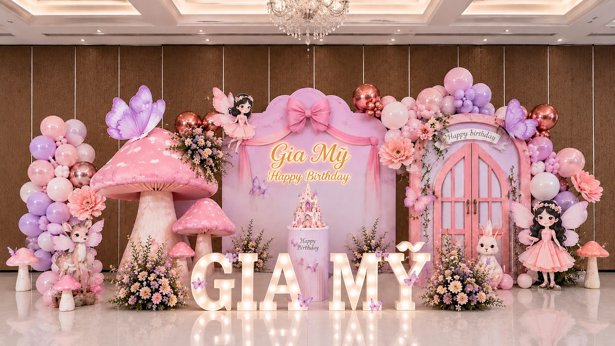 Mẫu trang trí thôi nôi bé gái với gam màu tím pastel huyền ảo mang lại cảm giác mộng mơ