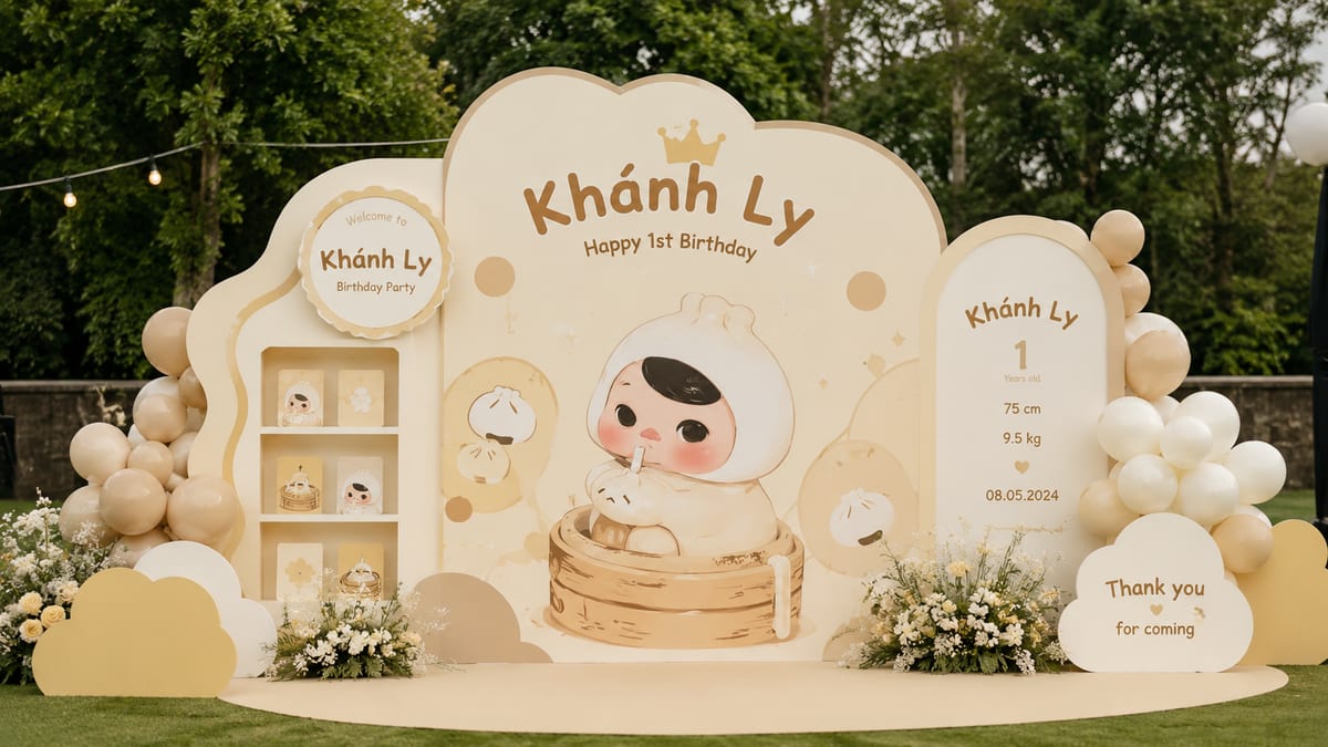 Mô hình lâu đài tráng lệ và vương miện hoàng gia được phối hợp tông màu vàng kim nổi bật