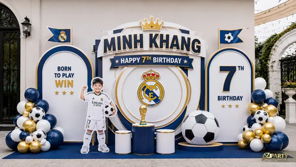 Backdrop sinh nhật bóng đá cho bé mê sân cỏ