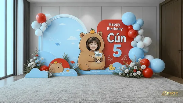 15 mẫu backdrop sinh nhật Capybara dễ thương cho bé