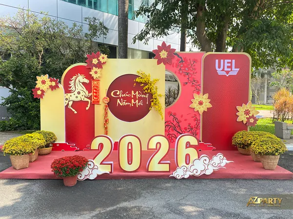 Dự án Trang trí tiểu cảnh Tết 2026 tại Trường Đại học Kinh tế – Luật UEL - AZparty