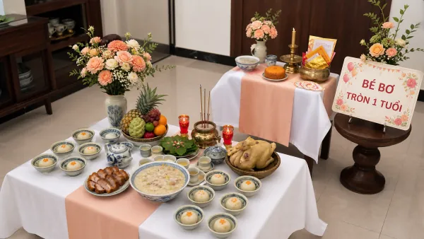 Mâm cúng thôi nôi gồm những gì? 15 mẫu dễ chuẩn bị