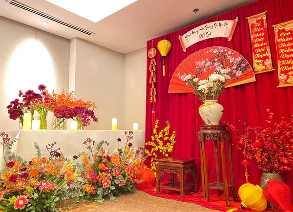 Trang trí lễ Thượng Thọ mang phong cách tao nhã và tinh tế