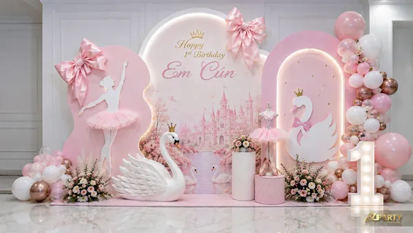 12 mẫu trang trí sinh nhật bé gái chủ đề ballet, thiên nga