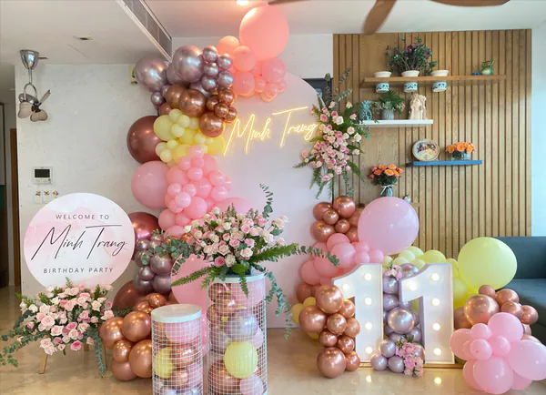 Trang trí sinh nhật cho bé gái tông màu pastel ngọt ngào