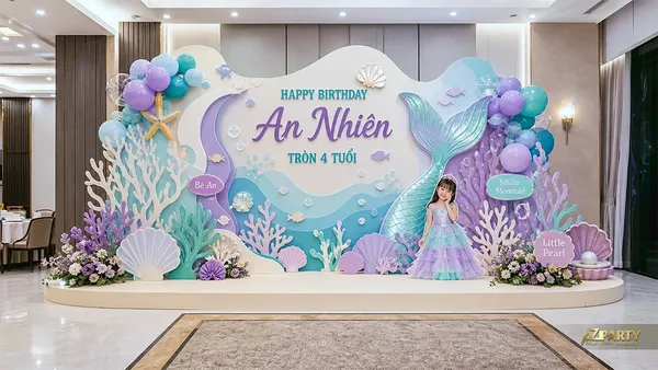 15 mẫu trang trí sinh nhật nàng tiên cá cho bé gái
