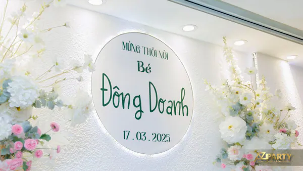 Trang trí tiệc thôi nôi bé Đông Danh – Concept Đại Dương Xanh Mát