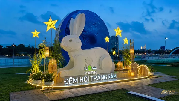 14 mẫu trang trí Trung Thu ngoài trời nổi bật về đêm