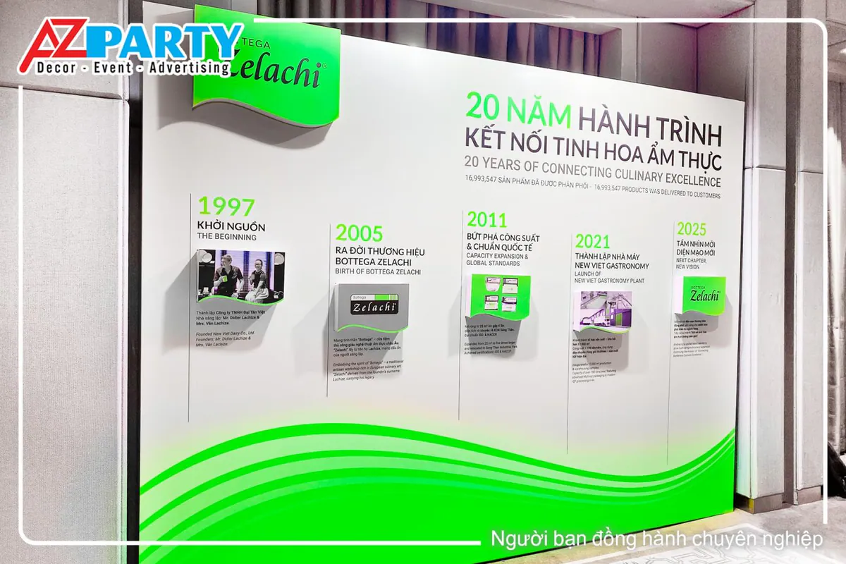 Booth giới thiệu thông tin với các cột mốc đáng nhớ của Zelachi