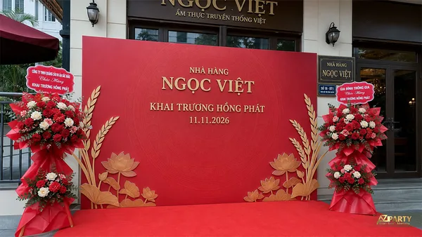20+ mẫu backdrop khai trương nhà hàng đẹp theo nhiều phong cách