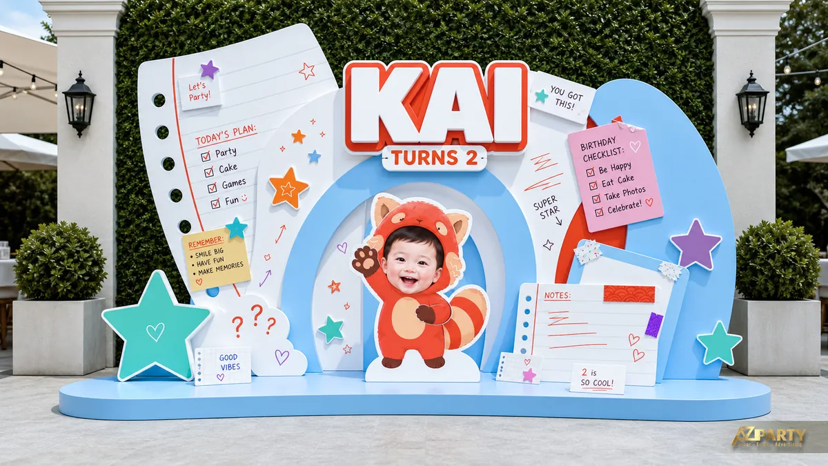 Phong cách sổ tay sắc màu với tên Kai, ngôi sao và các mảng giấy lớn