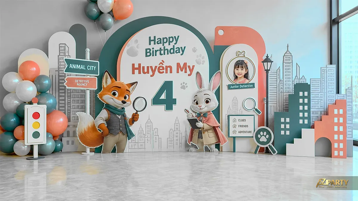 Mẫu Nick và Judy pastel xanh hồng với bố cục mềm