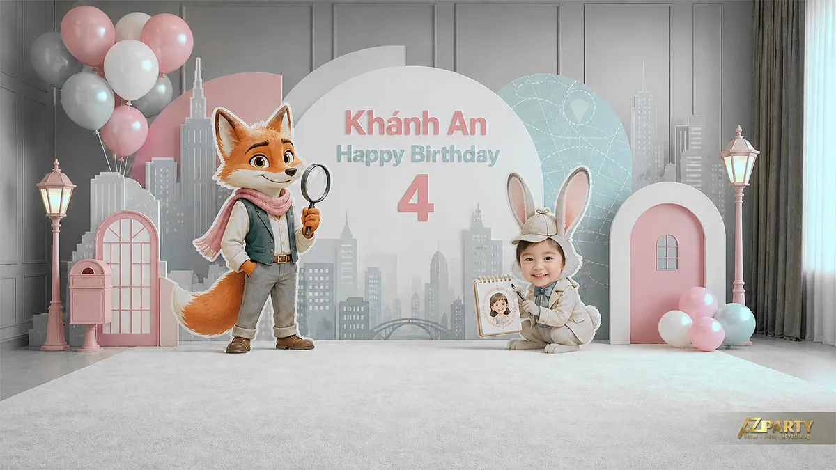 Mẫu Zootopia hồng xám nhẹ nhàng dành cho bé