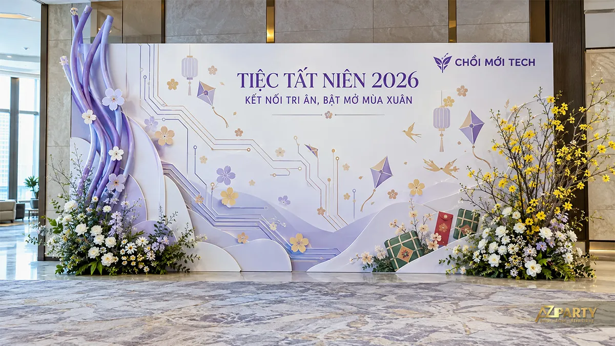 Vách trắng tím có đường mạch điện, diều và hoa vàng