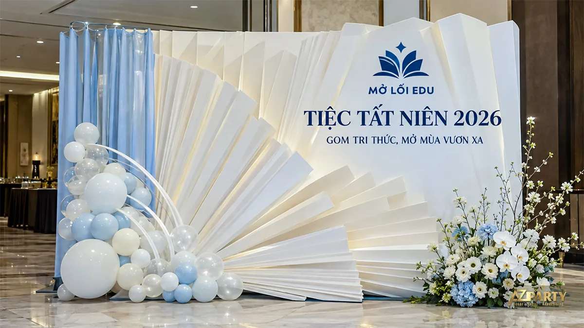 Vách trắng hình trang sách xòe với bóng xanh trắng và hoa