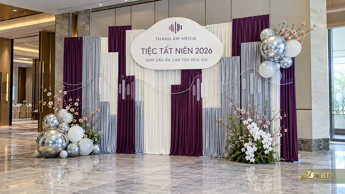 Phông rèm tím trắng bạc với đường sóng âm và bóng bạc