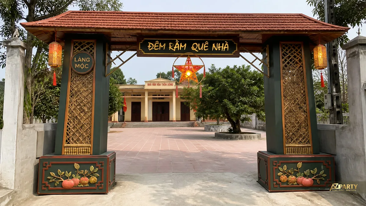 Cổng mái ngói gỗ phong cách quê nhà