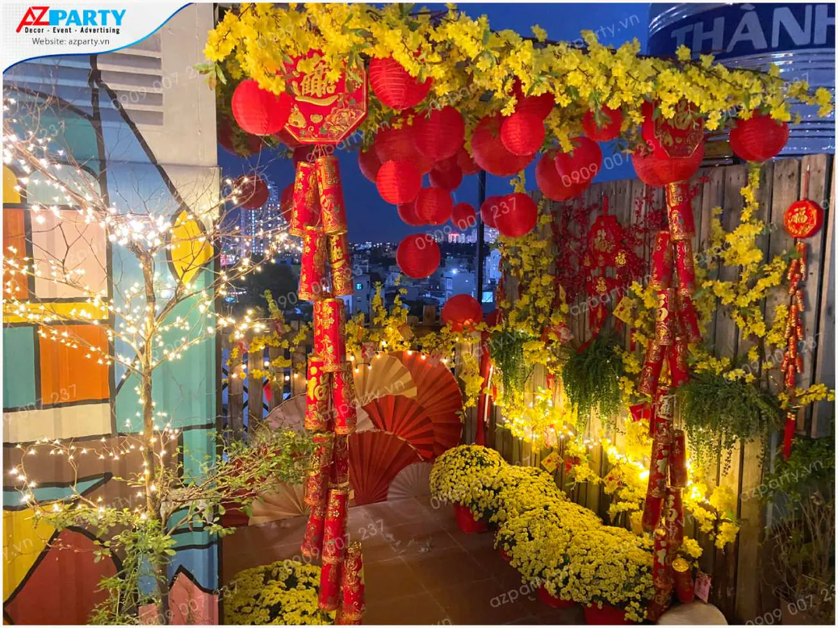 trang trí tết quán cafe