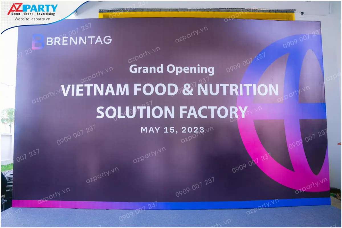 Backdrop sân khấu sự kiện khai trương nhà máy Brenntag Việt Nam