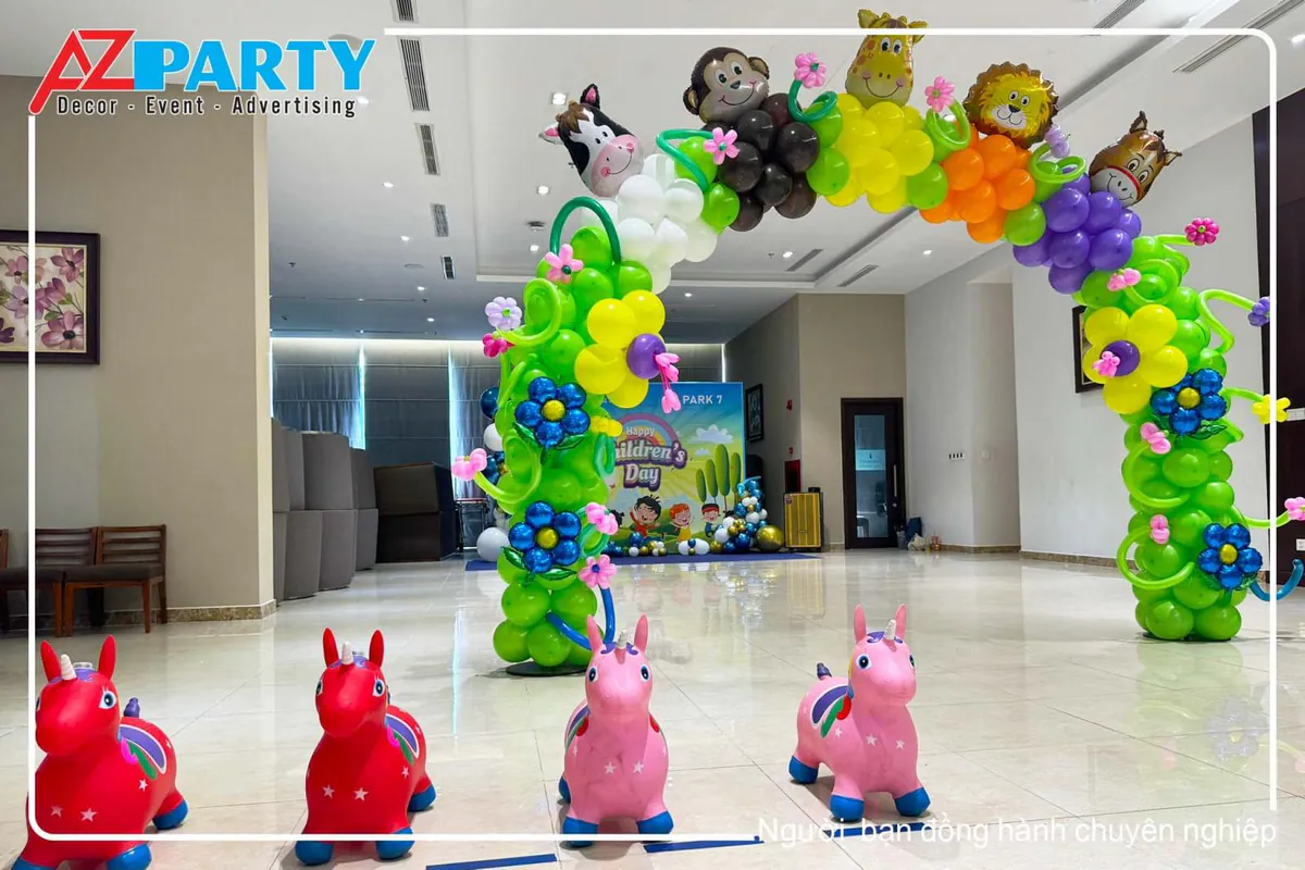 Toàn cảnh trang trí khu vực sự kiện ngày Quốc tế Thiếu nhi tại Vinhomes Park 7