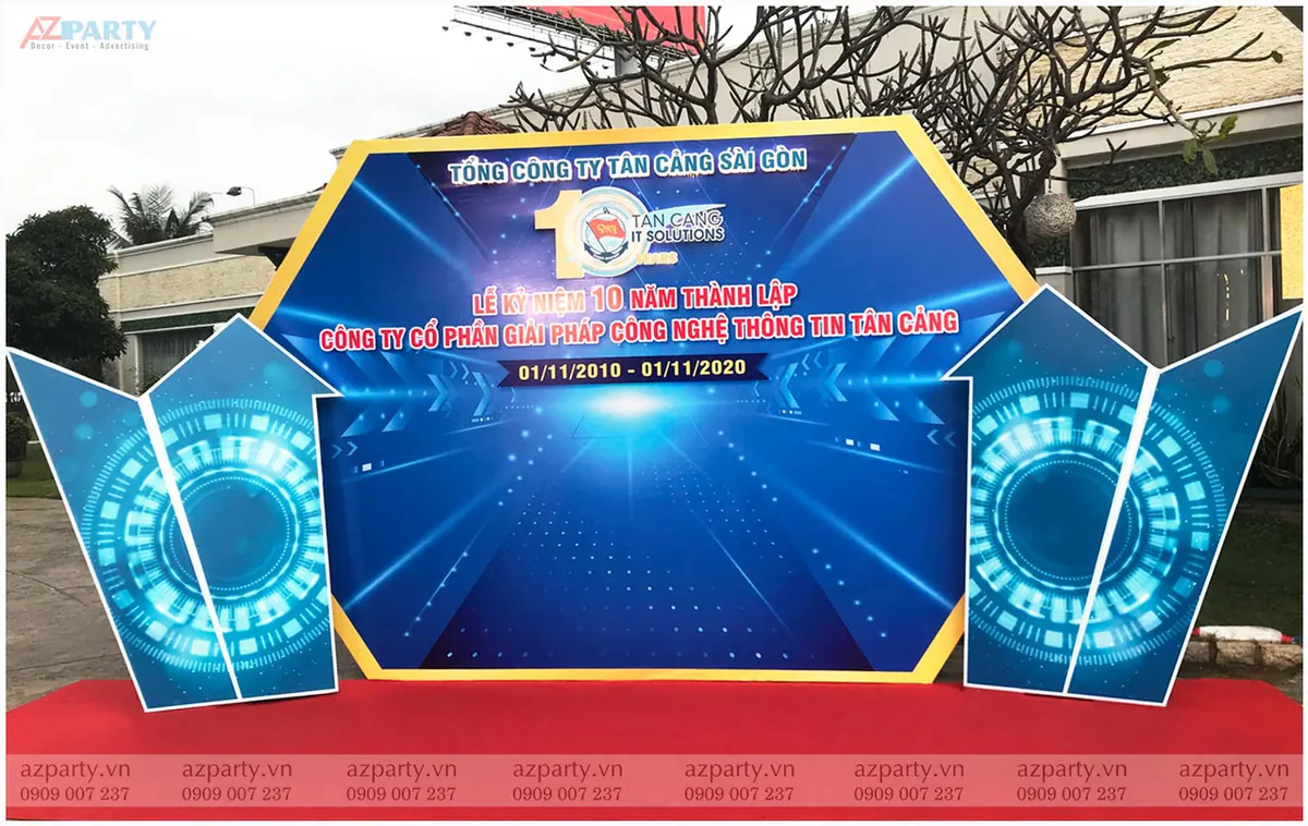 Thiết kế backdrop sự kiện phong cách công nghệ số hiện đại