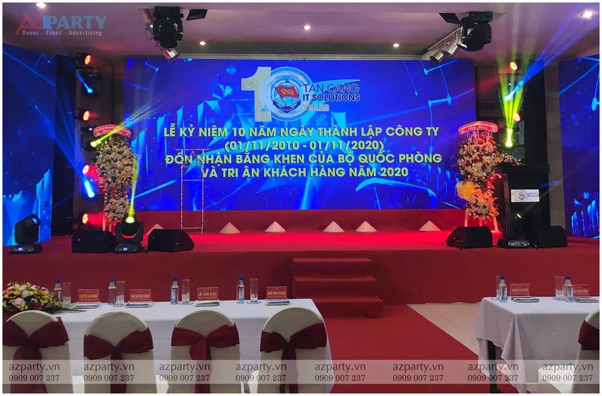 Sân khấu chính sự kiện kỷ niệm 10 năm thành lập công ty giải pháp công nghệ thông tin Tân Cảng