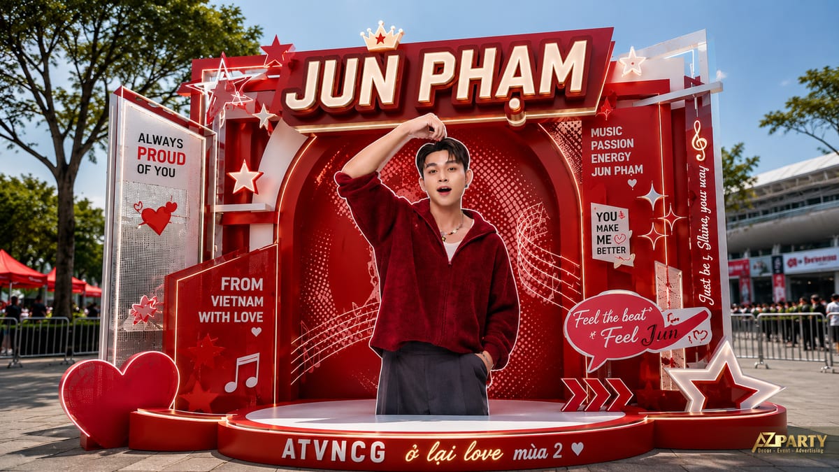 Mẫu booth Anh Trai Vượt Ngàn Chông Gai Jun Phạm - booth idol fanmeeting đẹp
