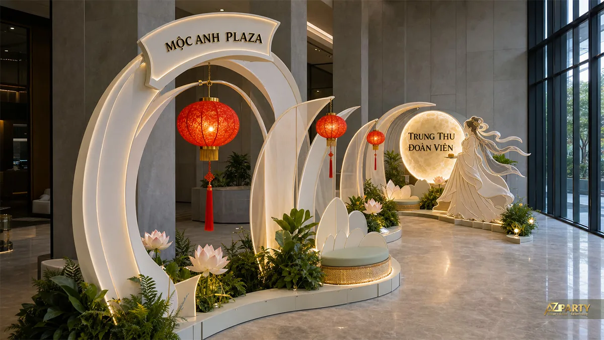 Khu check-in thỏ ngọc và đèn lồng đỏ
