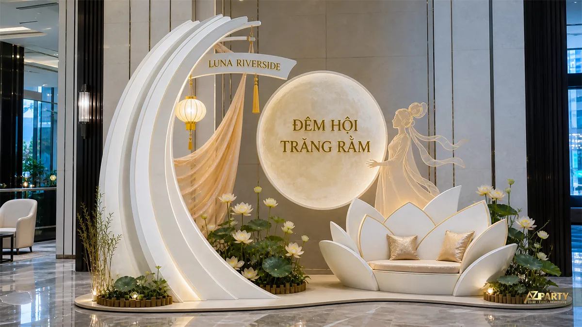 Vầng trăng khuyết cùng hoa sen trắng