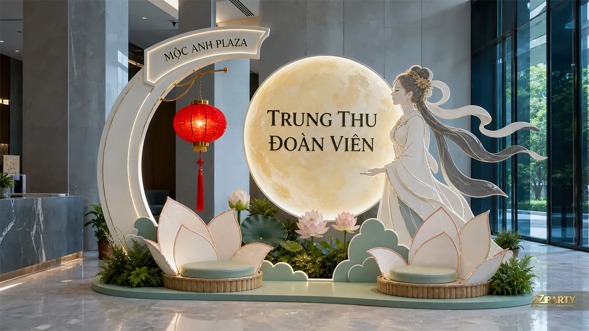 Tiểu cảnh hai thỏ ngọc và vầng trăng