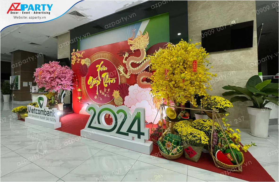 trang trí tiểu cảnh tết tại ngân hàng