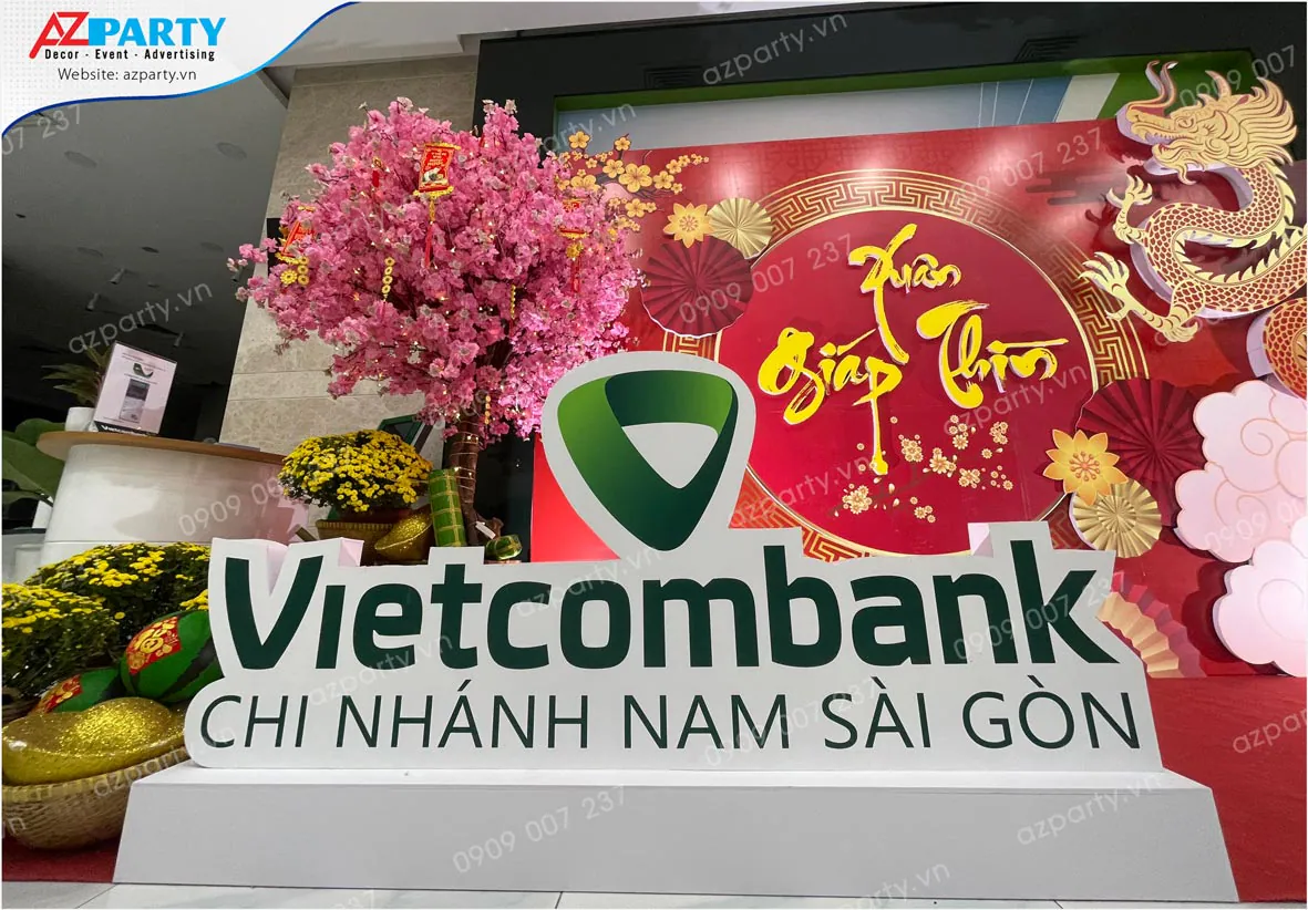 trang trí tiểu cảnh tết tại ngân hàng
