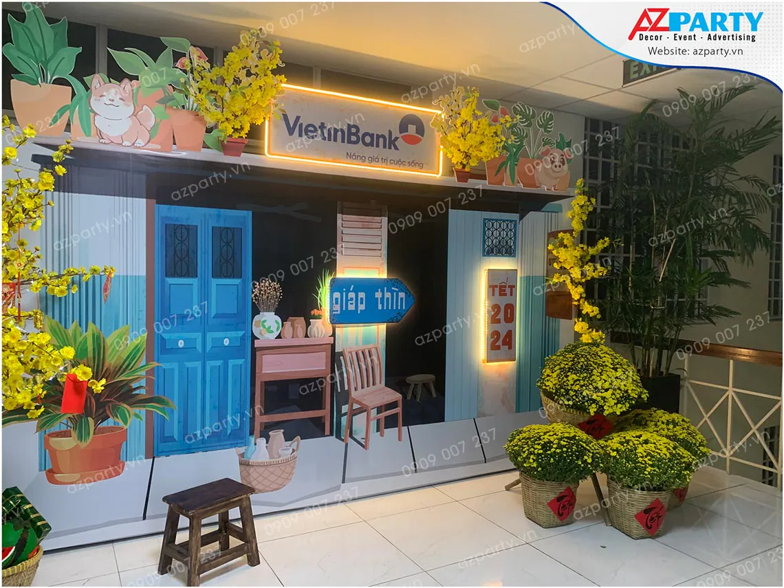 trang trí tết tại ngân hàng