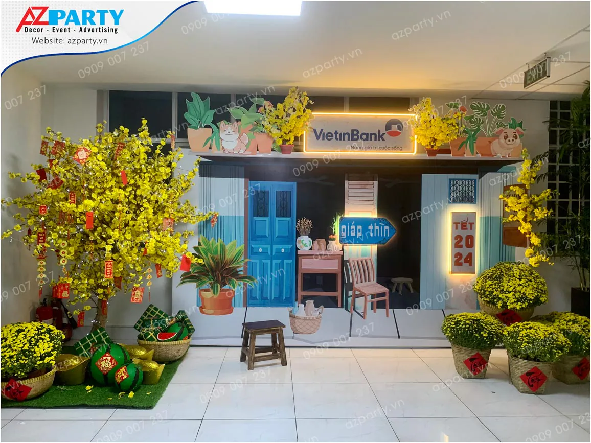 trang trí tết tại ngân hàng