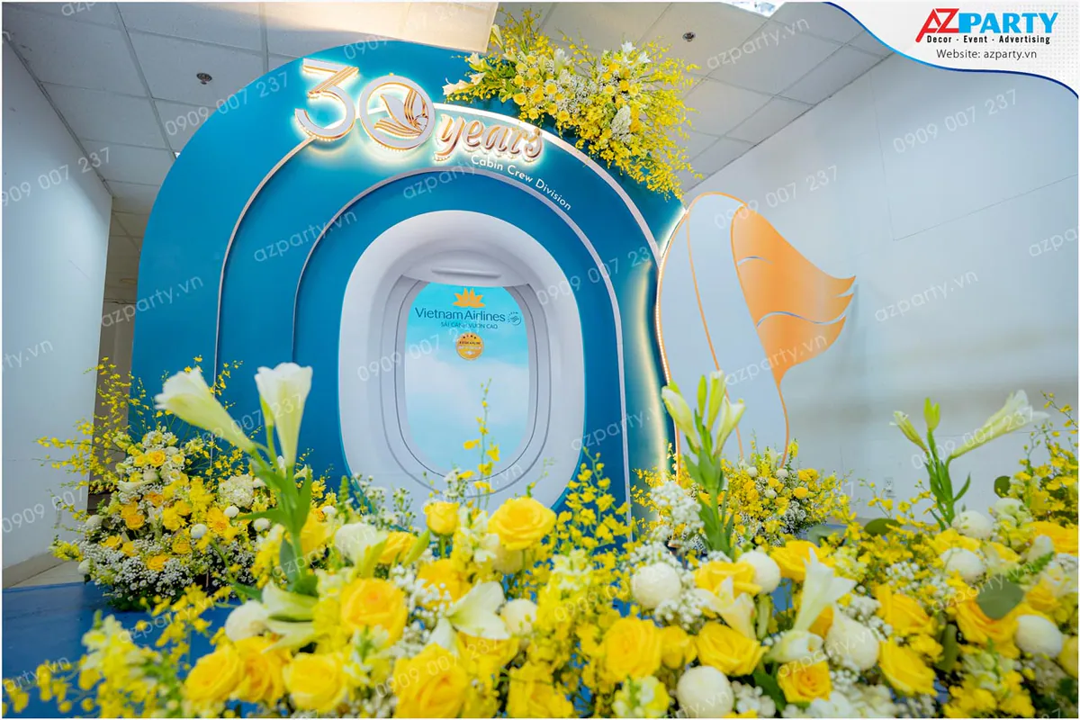 cận cảnh hoa tươi tại booth check in Vietnam Airline 30 năm 