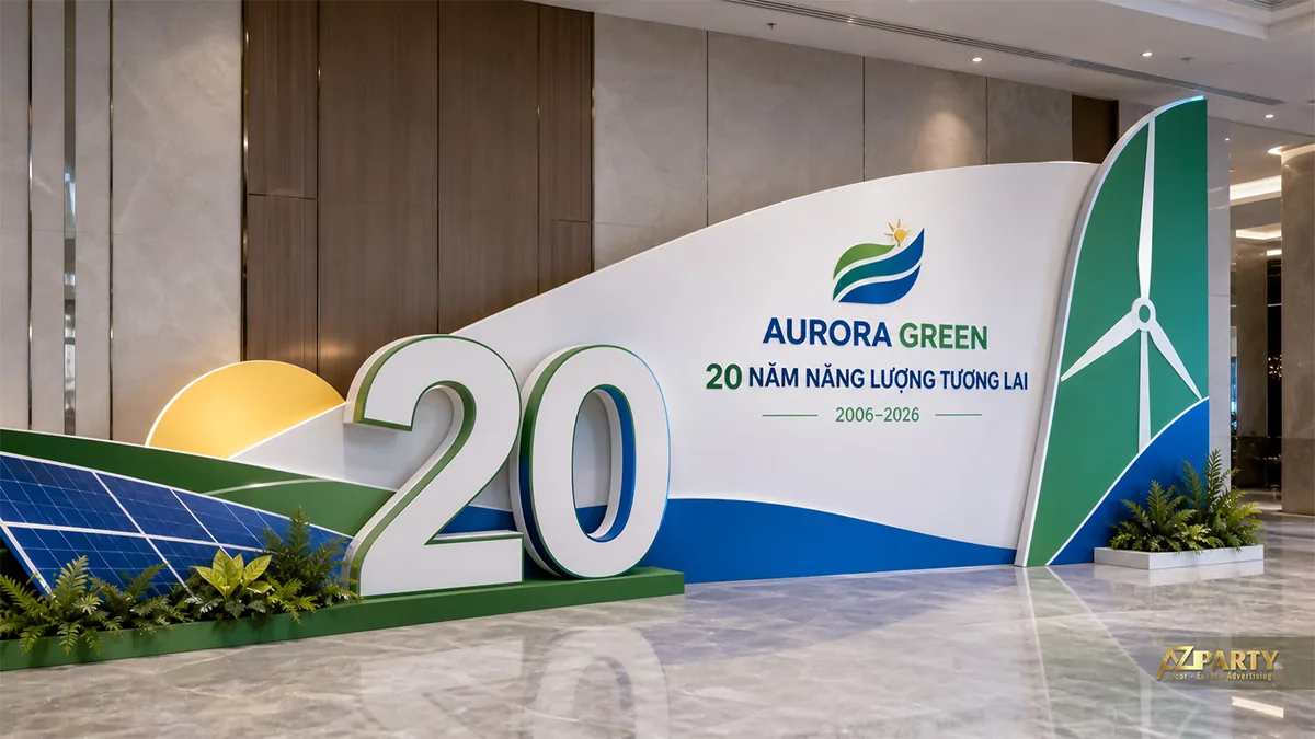 Photobooth 20 năm Aurora Green với pin mặt trời và cánh quạt gió